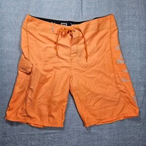 Salt Life Mens Orange Board Shorts Swim Trunks Size 36 Logo Cargo Pocket SLX-QD